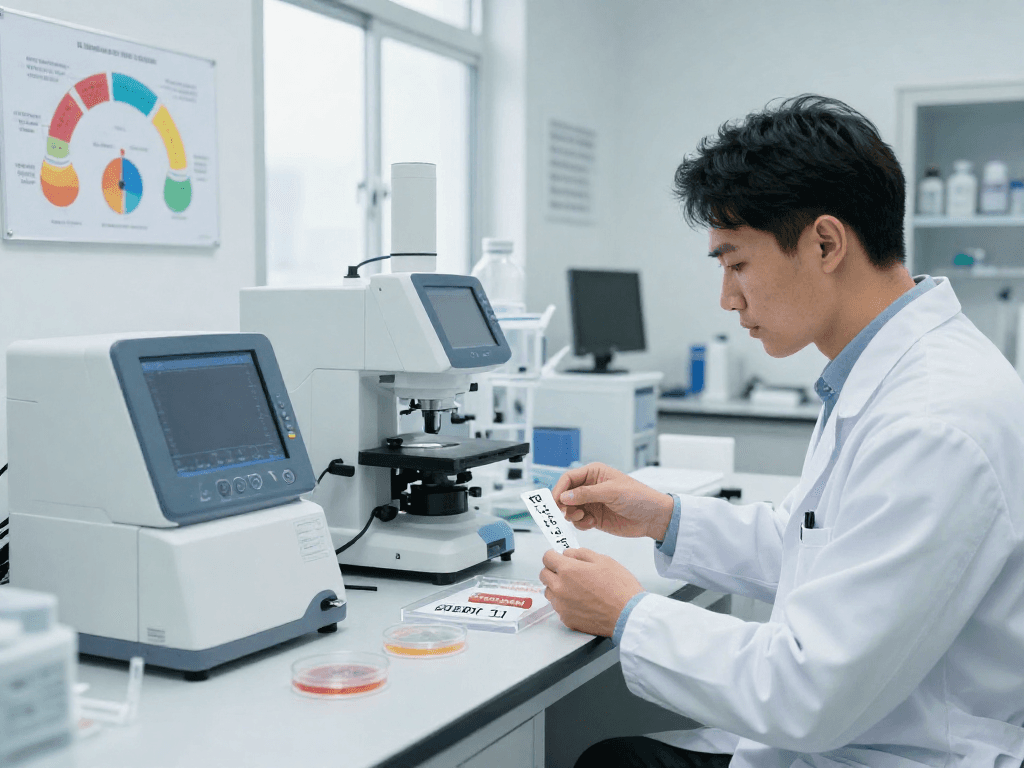 BPC 157 TB 500 Blend displayed on multi-layer buccal strips in modern lab environment.
